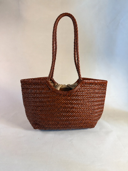 BORSA INTRECCIATA AGHATA MEDIA IN VERA PELLE