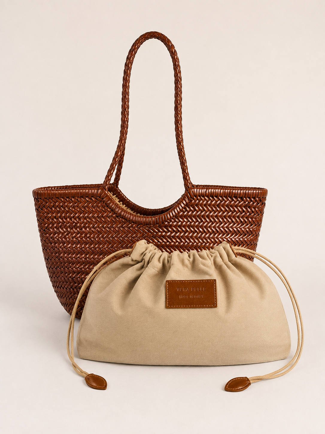 BORSA INTRECCIATA AGHATA MEDIA IN VERA PELLE