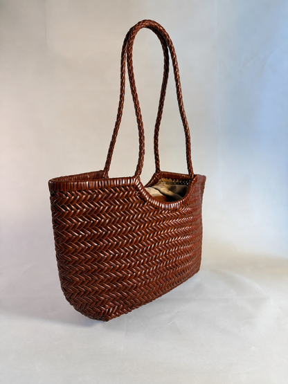 BORSA INTRECCIATA AGHATA MEDIA IN VERA PELLE
