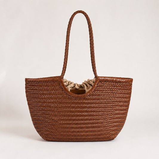BORSA INTRECCIATA AGHATA GRANDE IN VERA PELLE