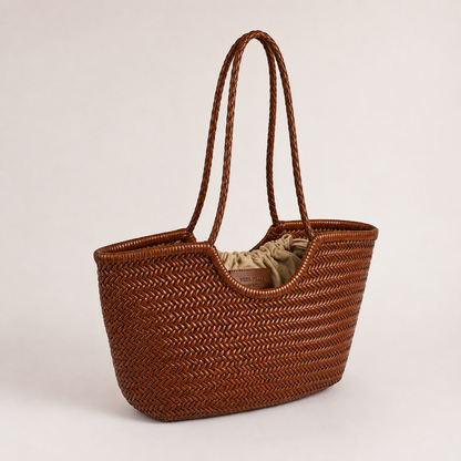 BORSA INTRECCIATA AGHATA GRANDE IN VERA PELLE