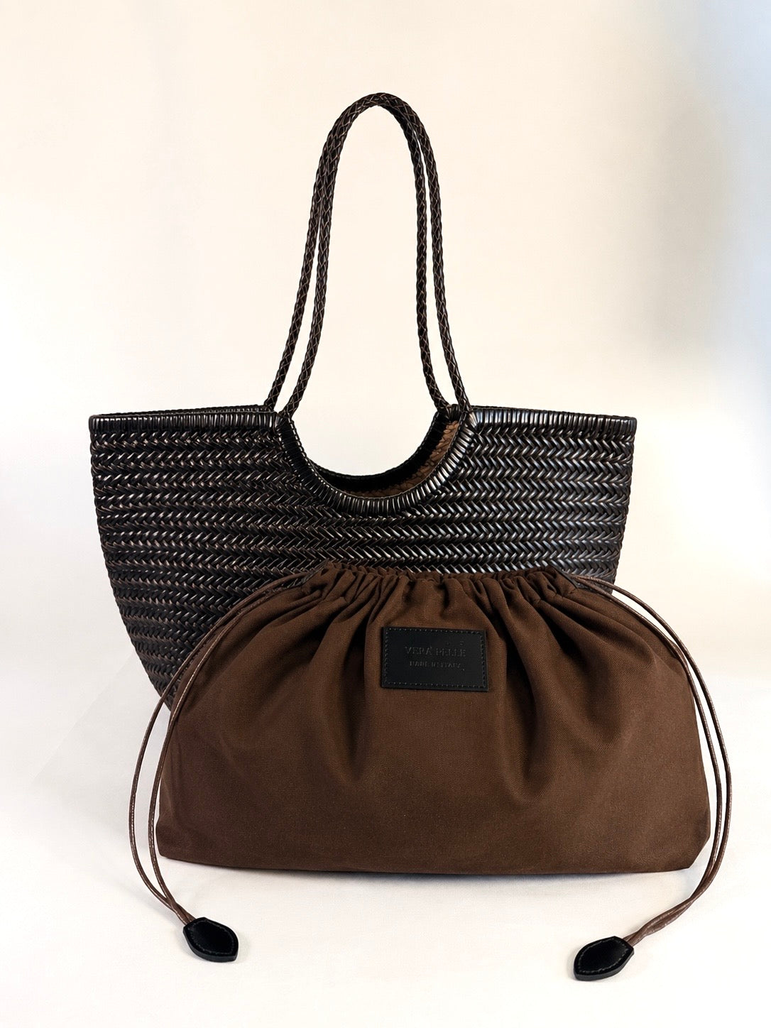 BORSA INTRECCIATA AGHATA GRANDE IN VERA PELLE