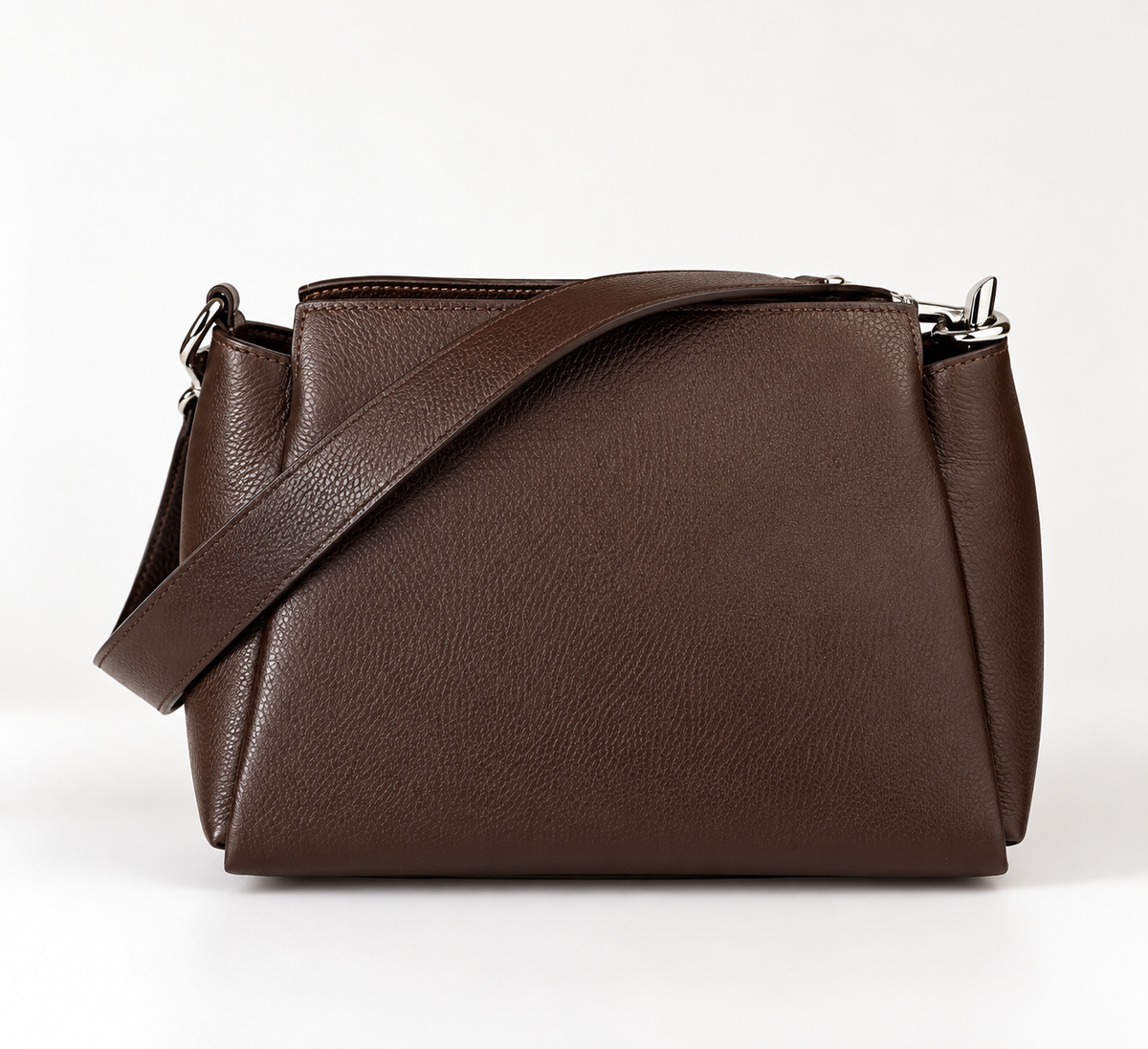 BORSA IN VERA PELLE CON 3 SCOMPARTI
