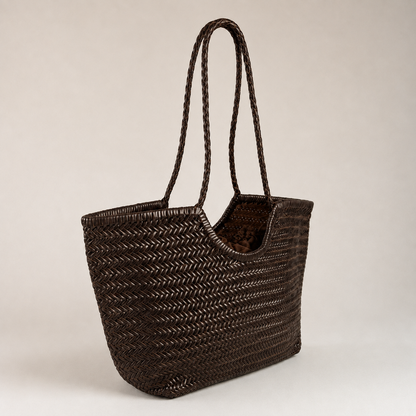 BORSA INTRECCIATA AGHATA GRANDE IN VERA PELLE