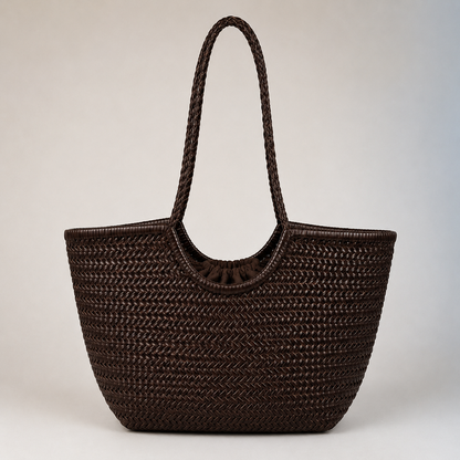 BORSA INTRECCIATA AGHATA GRANDE IN VERA PELLE