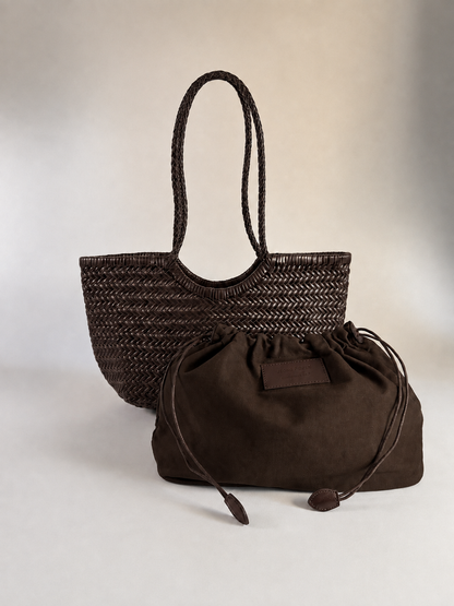BORSA INTRECCIATA AGHATA MEDIA IN VERA PELLE