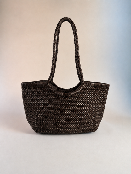BORSA INTRECCIATA AGHATA MEDIA IN VERA PELLE